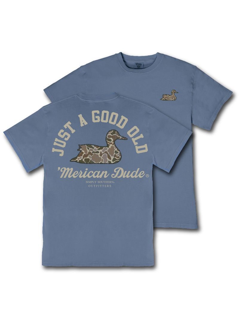 Simply Southern Merican Dude Camo Duck Mineral Washed Unisex T-Shirt - SimplyCuteTees