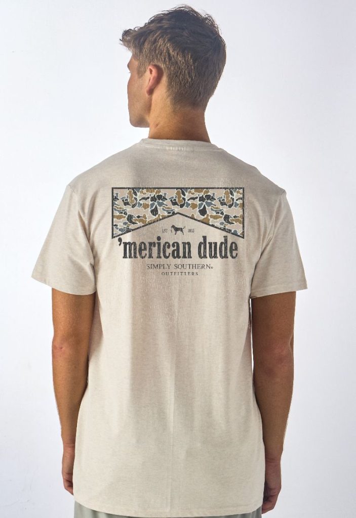 Simply Southern Merican Dude Camo Logo Wisp Unisex T-Shirt - SimplyCuteTees