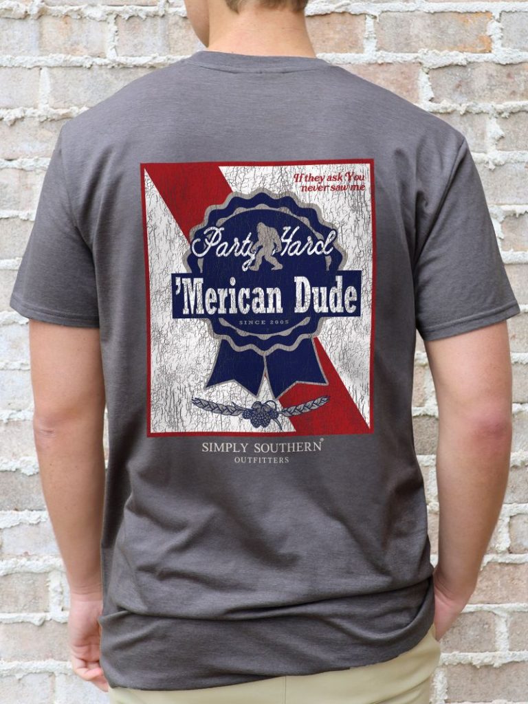 Simply Southern Merican Dude Party Ribbon Unisex T-Shirt - SimplyCuteTees