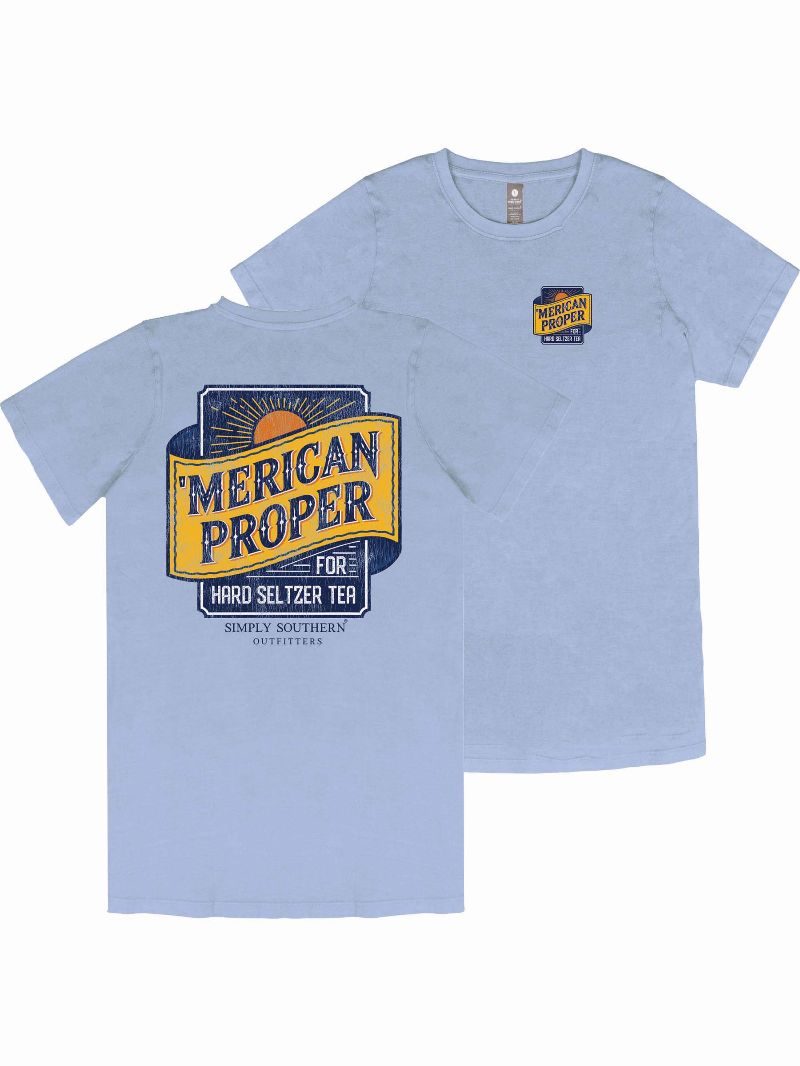Simply Southern Merican Proper Tea Washed Sea Unisex T-Shirt - SimplyCuteTees