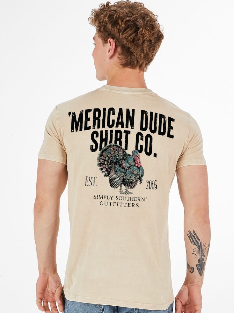 Simply Southern Merican Dude Turkey Washed Cream Unisex T-Shirt - SimplyCuteTees