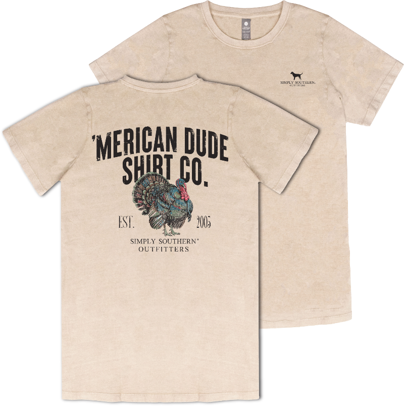 Simply Southern Merican Dude Turkey Washed Cream Unisex T-Shirt - SimplyCuteTees