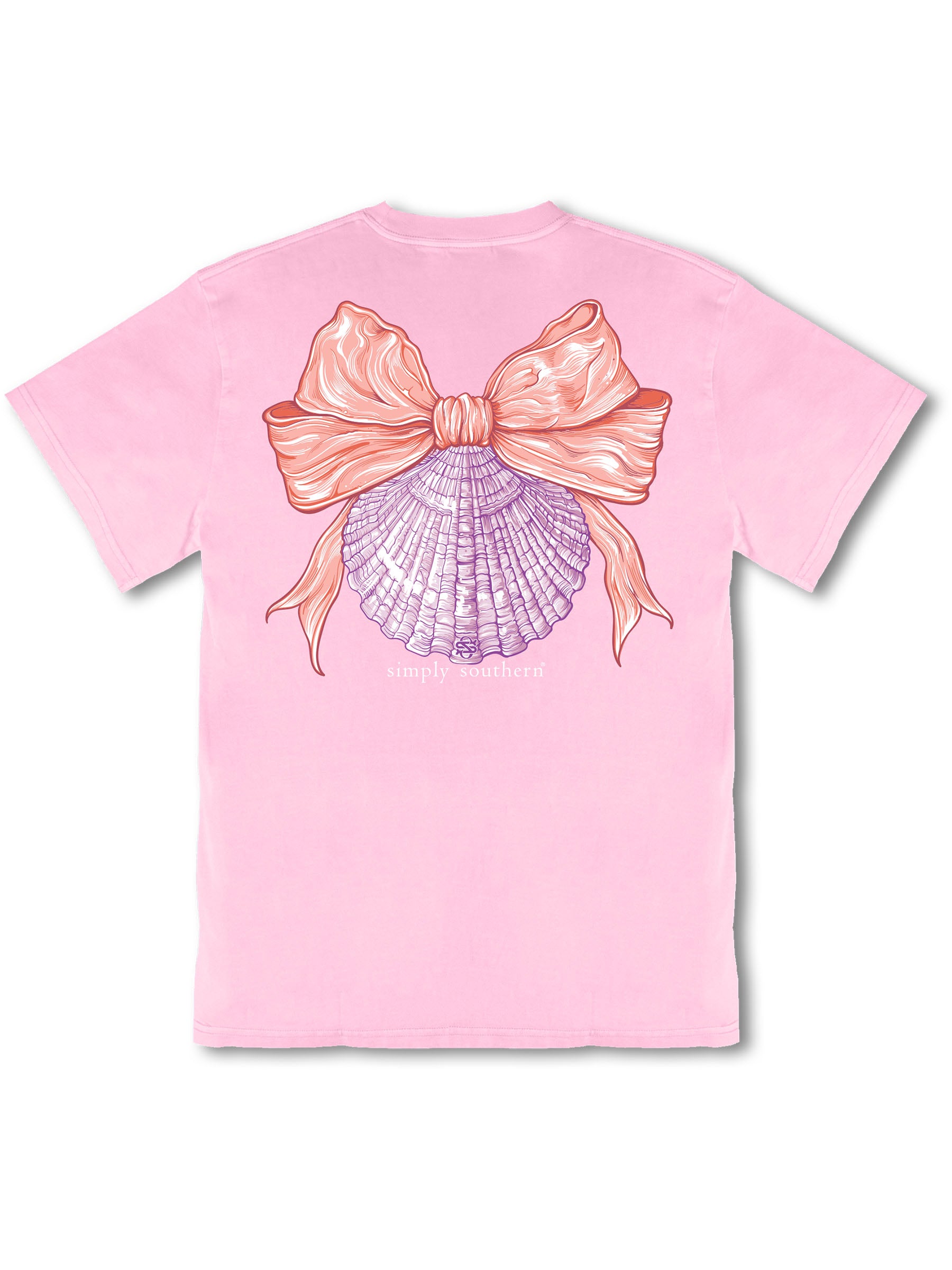 Simply Southern Shell Bow Mineral Washed Petal T-Shirt - SimplyCuteTees