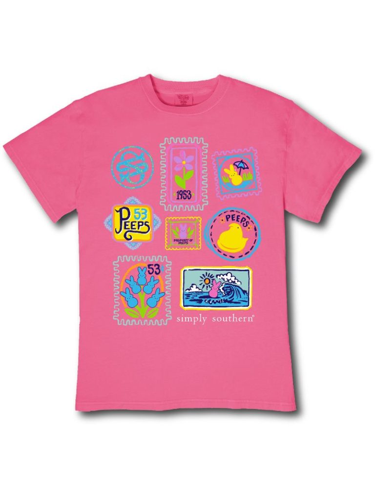 Simply Southern Peeps Stickers Easter Mineral Washed T-Shirt - SimplyCuteTees
