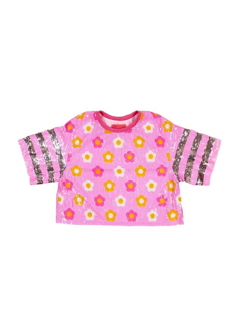 Simply Southern Preppy Sequins Flowers Top T-Shirt - SimplyCuteTees