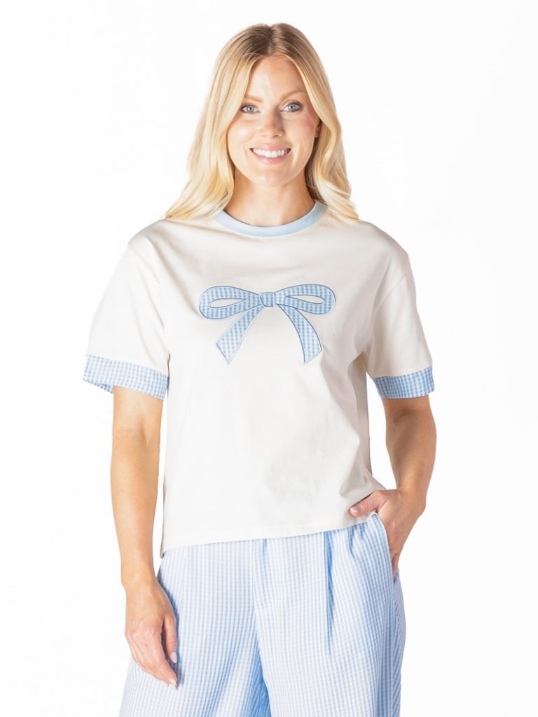 Simply Southern Preppy Contrast Bow T-Shirt