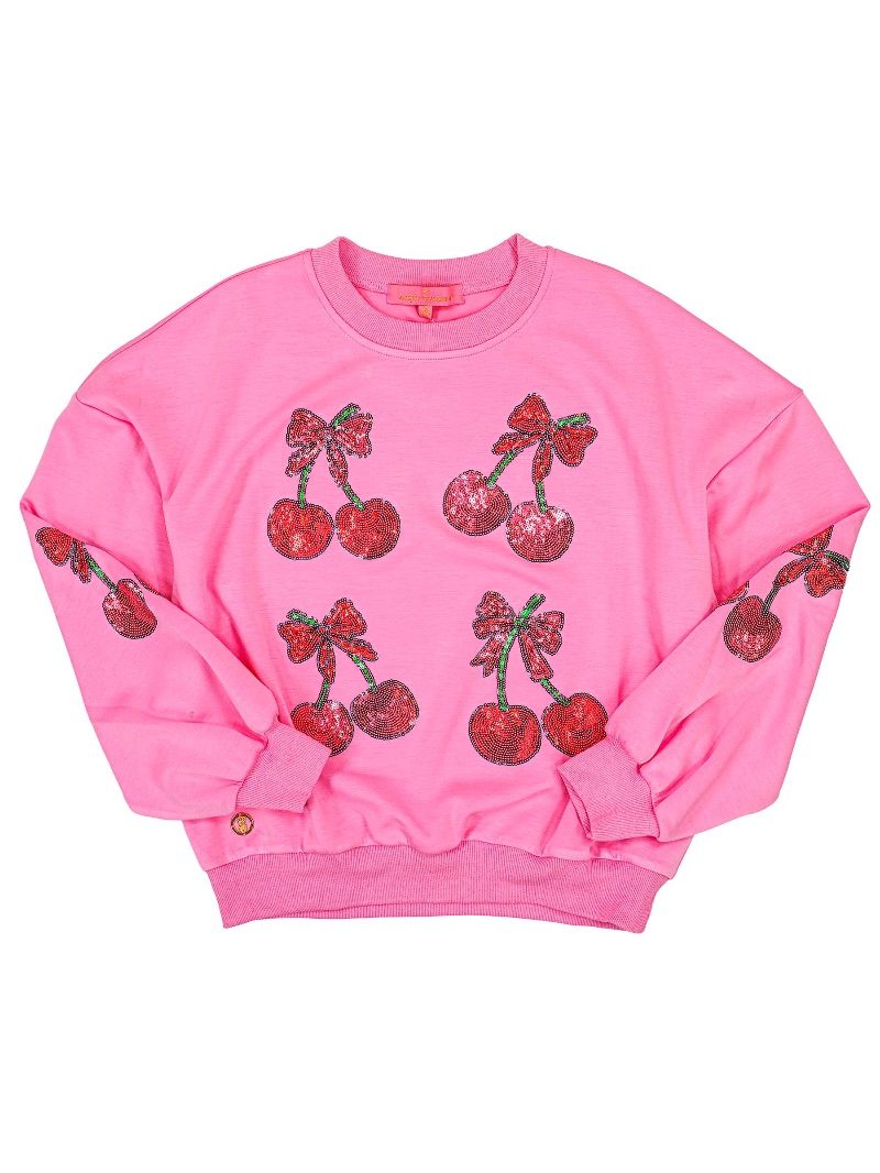 Simply Southern Cherries Sequins Long Sleeve Crew Sweatshirt