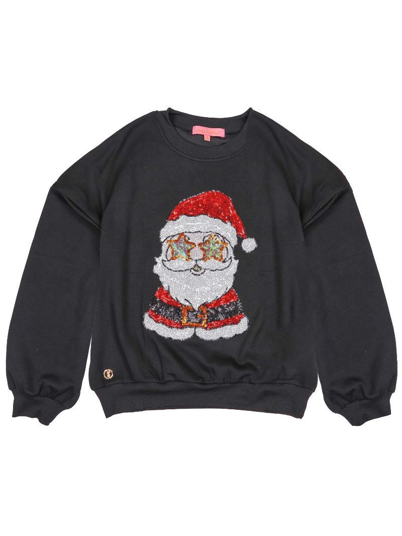 Simply Southern Santa Star Holiday Sequins Long Sleeve Crew Sweatshirt