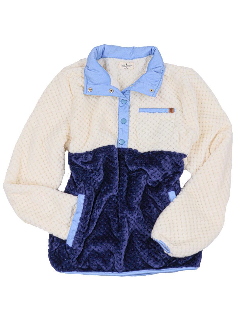 Simply Southern Navy Long Sleeve Soft Sherpa Pullover Sweatshirt
