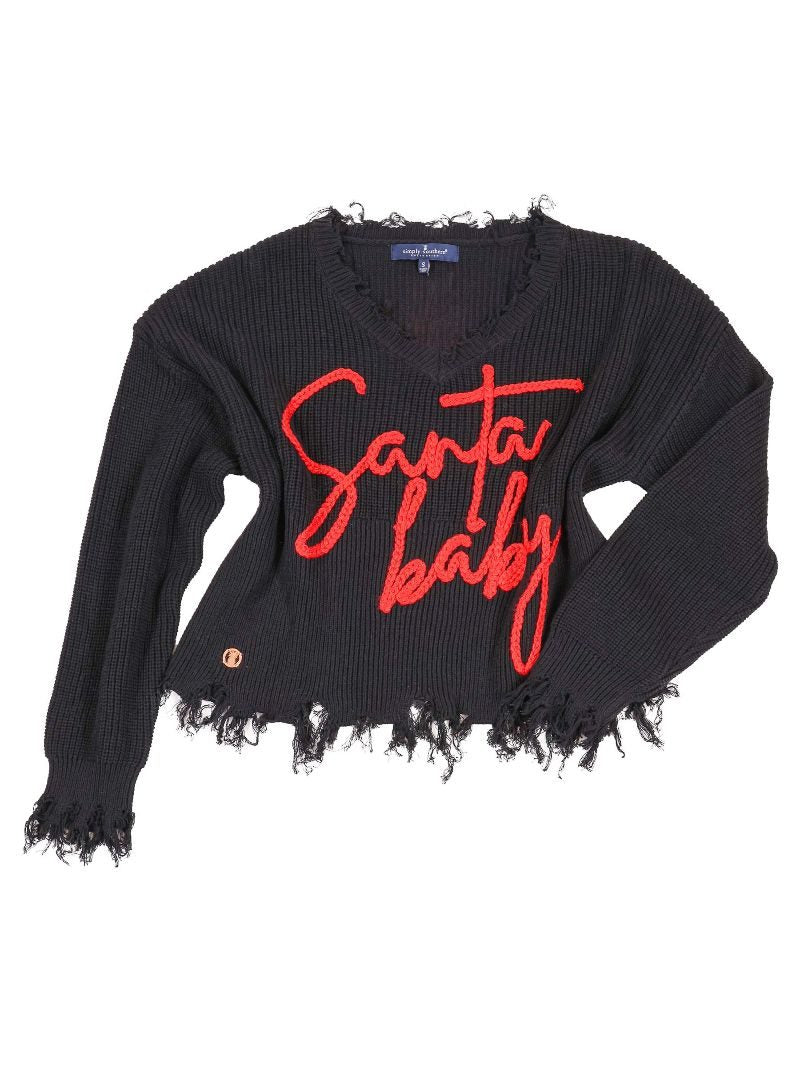 Simply Southern Holiday Distressed Long Sleeve V-Neck Sweatshirt