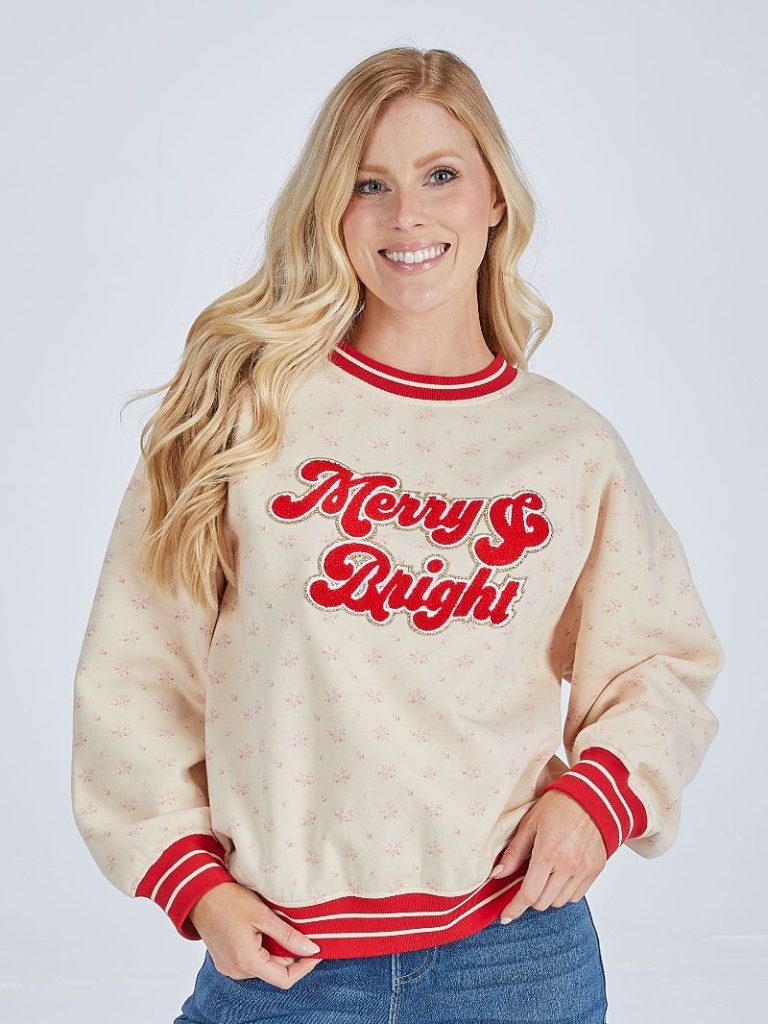Simply Southern Merry Holiday Crew Long Sleeve T-Shirt