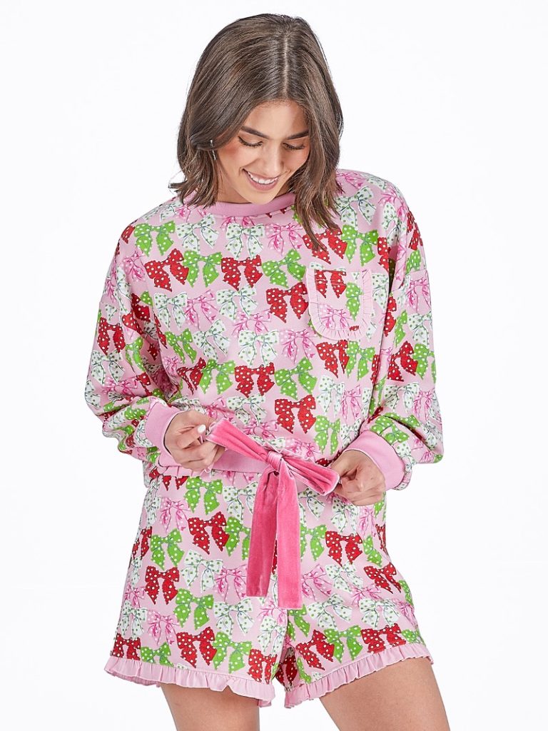 Simply Southern Dots Ruffle PJ Shorts & Long Sleeve T-Shirt Set