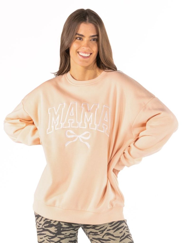 Simply Southern 0226 Mama Bow Embroidered Long Sleeve Crew
