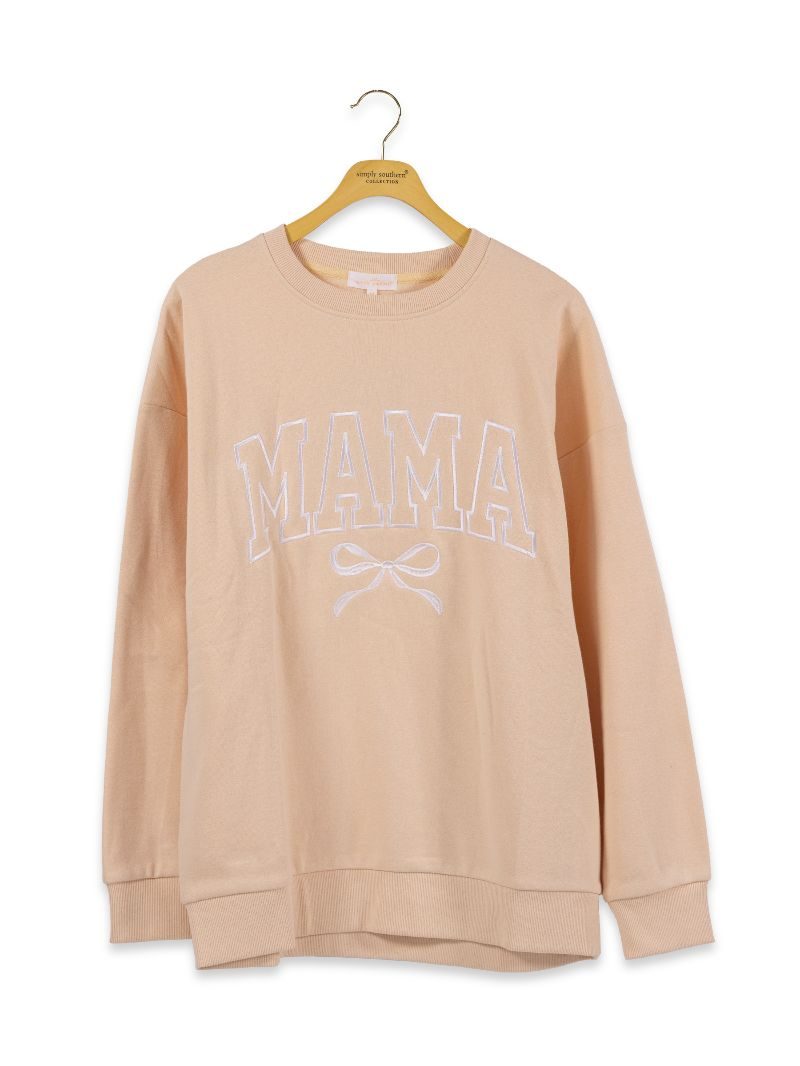 Simply Southern 0226 Mama Bow Embroidered Long Sleeve Crew