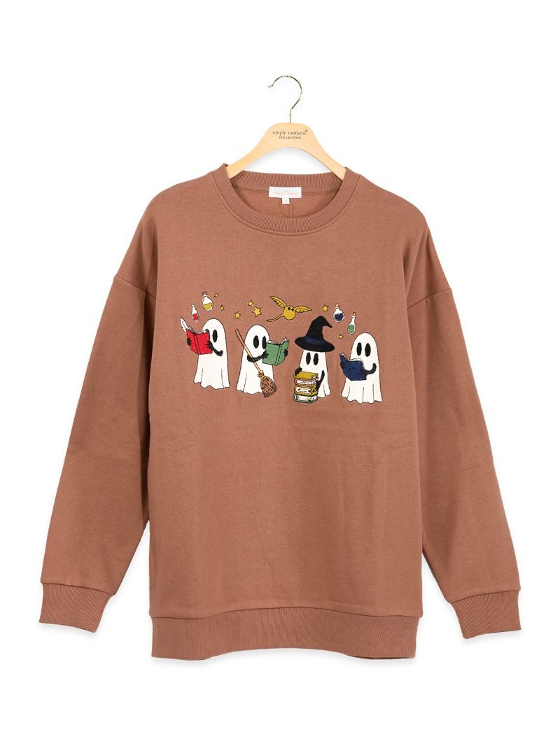 Simply Southern 0226 Ghost Fall Embroidered Long Sleeve Crew