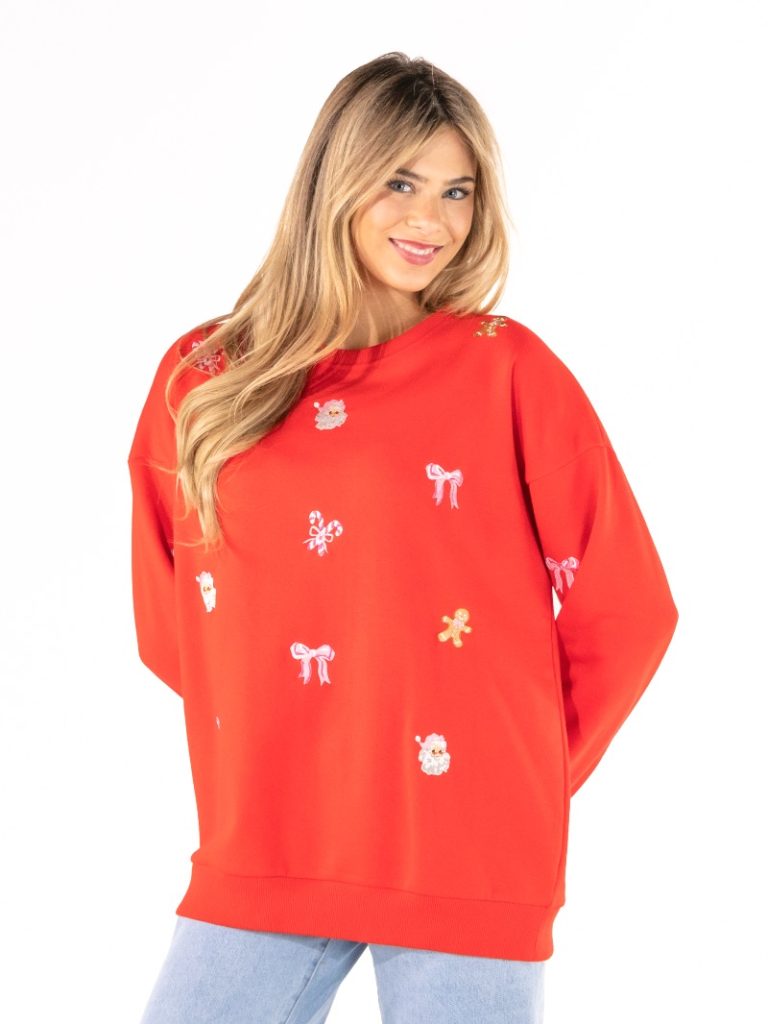 Simply Southern 0226 Gingerbread Holiday Embroidered Long Sleeve Crew