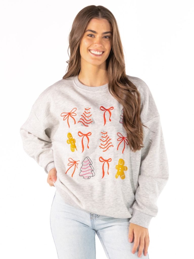 Simply Southern 0226 Ribbon Holiday Embroidered Long Sleeve Crew