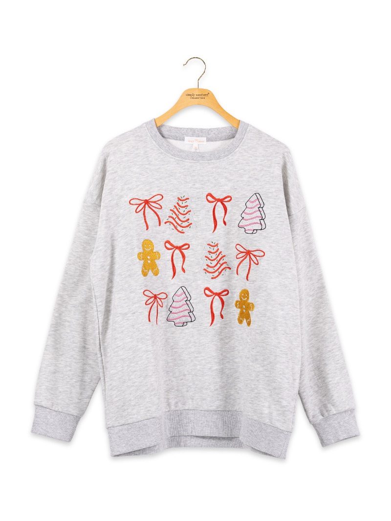 Simply Southern 0226 Ribbon Holiday Embroidered Long Sleeve Crew