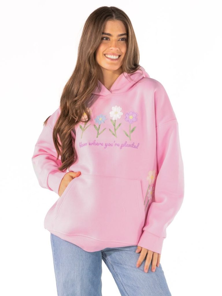 Simply Southern 0226 Bloom Appliqué Long Sleeve Hoodie
