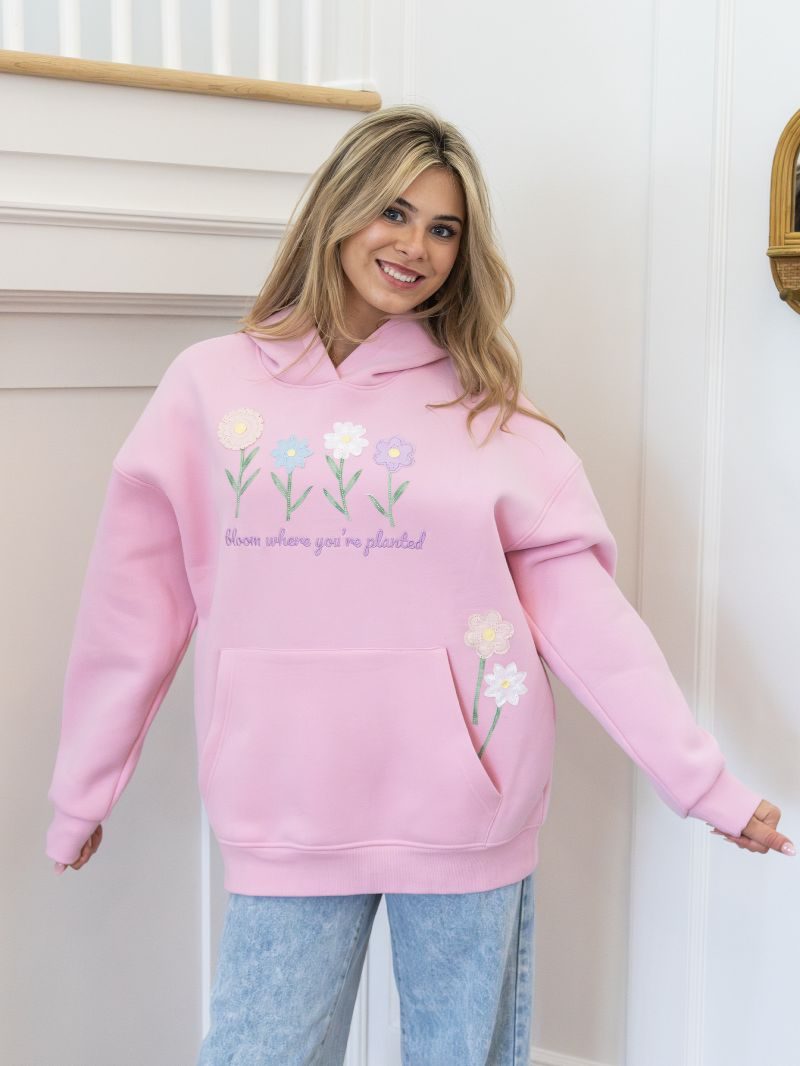 Simply Southern 0226 Bloom Appliqué Long Sleeve Hoodie