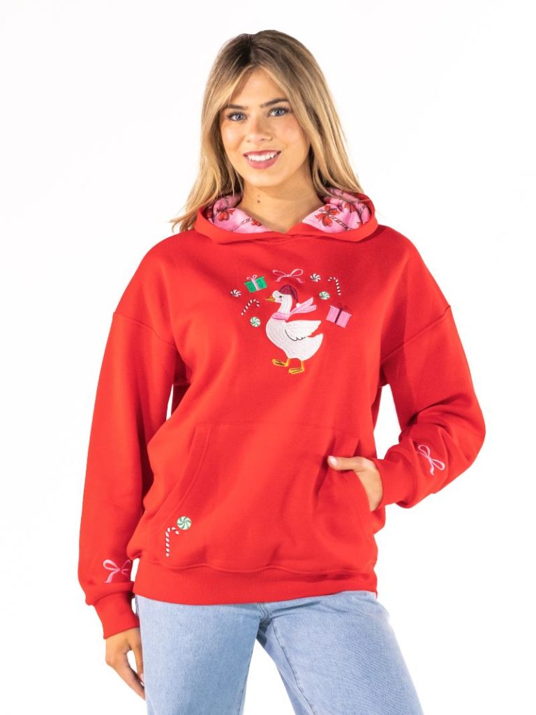Simply Southern 0226 Goose Holiday Embroidered Long Sleeve Hoodie