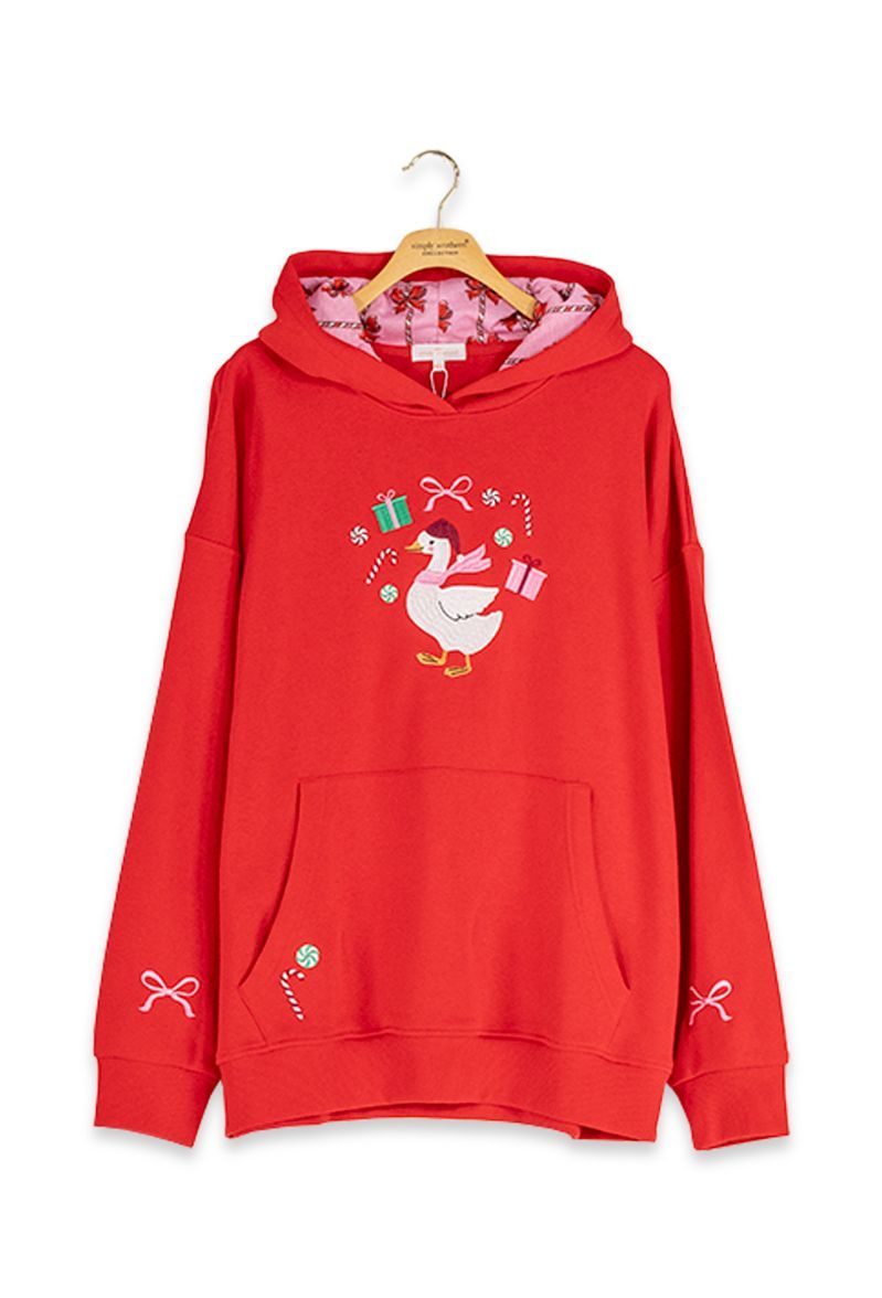 Simply Southern 0226 Goose Holiday Embroidered Long Sleeve Hoodie