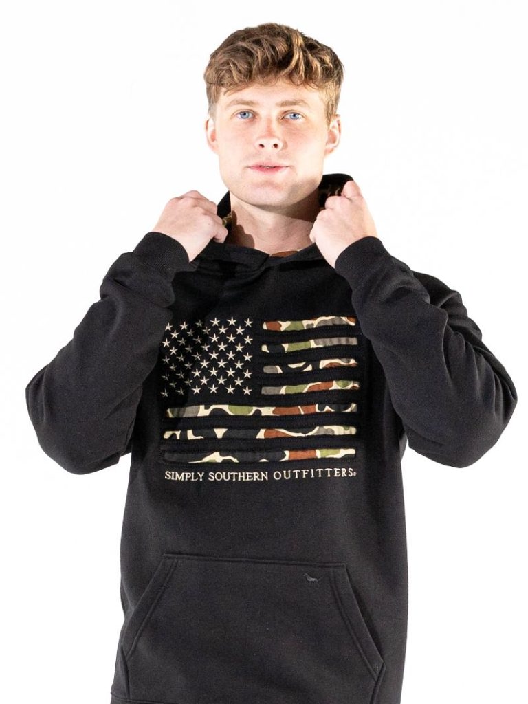 Simply Southern USA Camo Flag Unisex Long Sleeve Hoodie