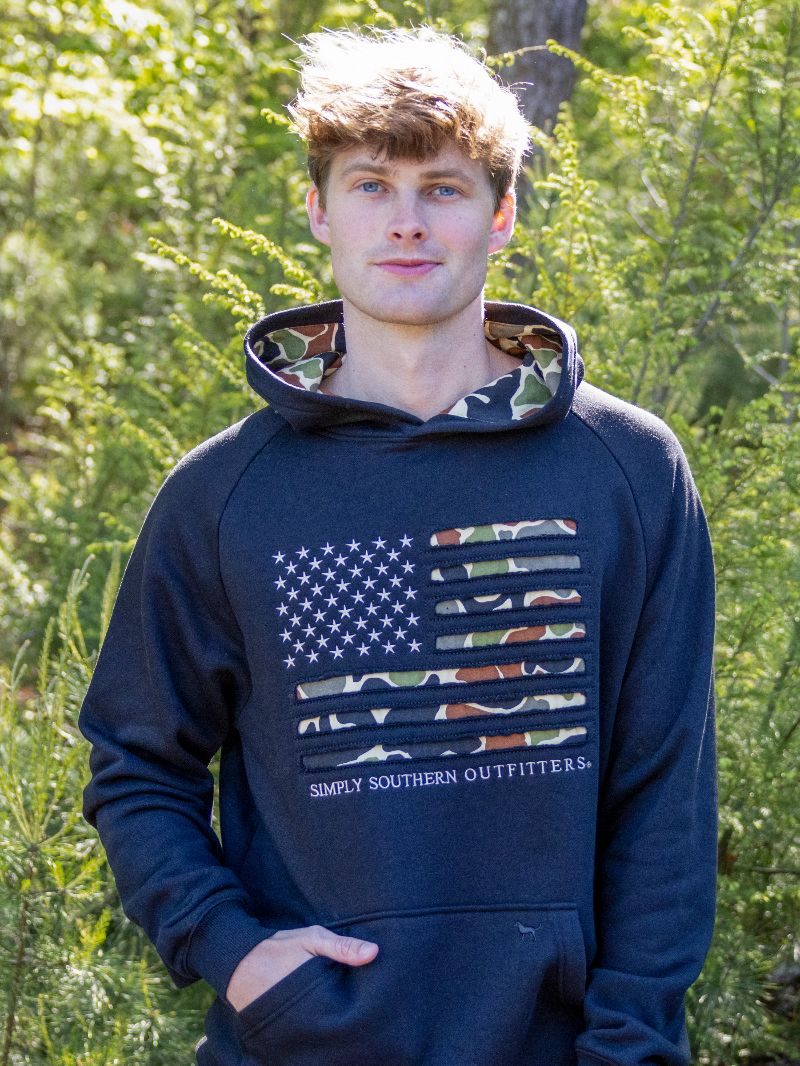 Simply Southern USA Camo Flag Unisex Long Sleeve Hoodie