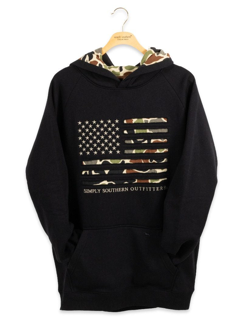 Simply Southern USA Camo Flag Unisex Long Sleeve Hoodie