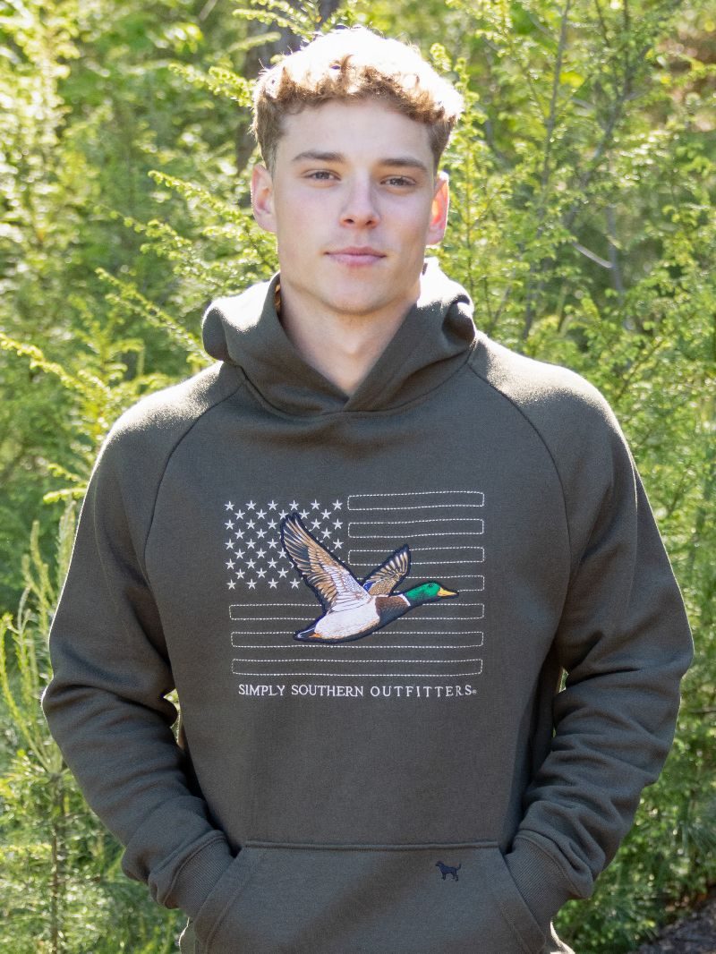 Simply Southern USA Duck Green Unisex Long Sleeve Hoodie
