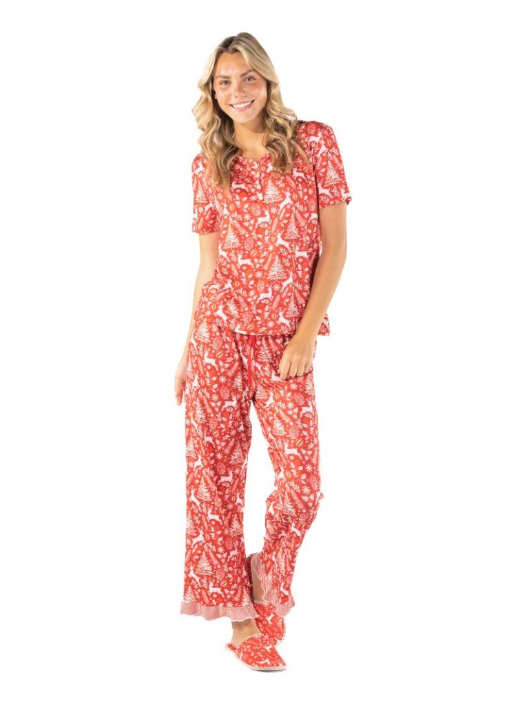 Simply Southern 0226 Deer Holiday PJ Pants &amp; Top Set