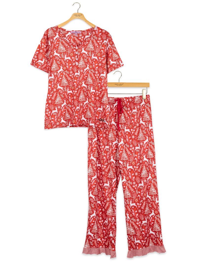 Simply Southern 0226 Deer Holiday PJ Pants &amp; Top Set