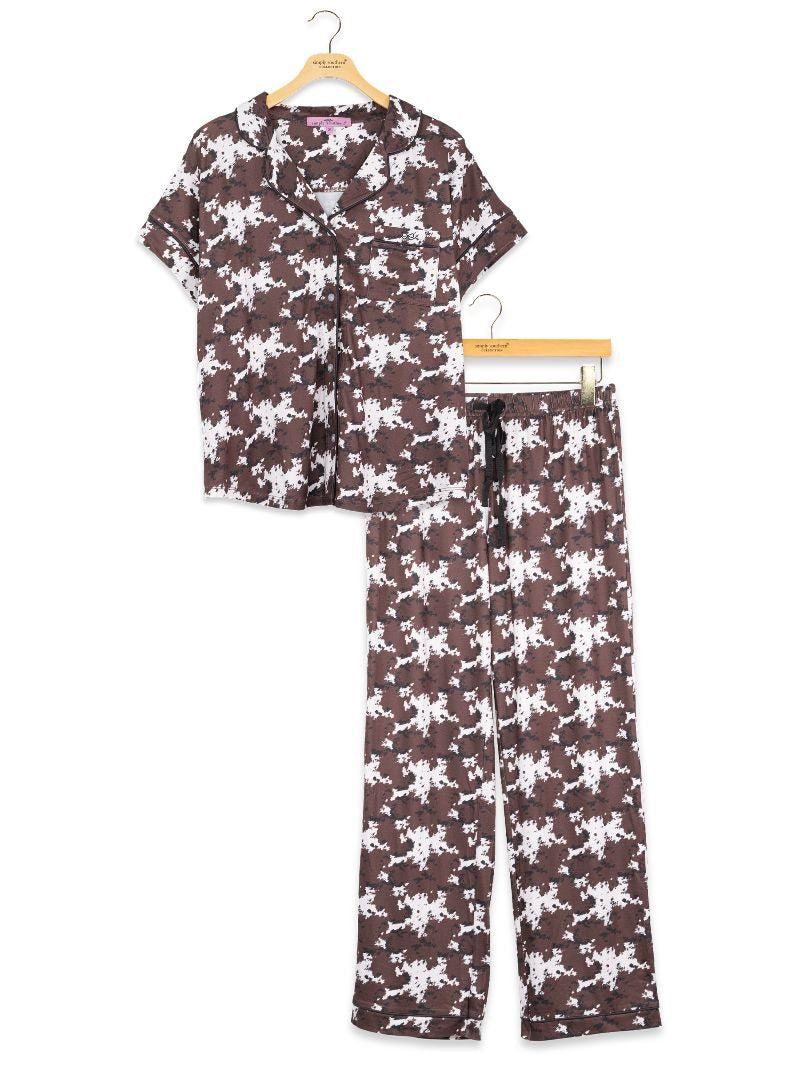 Simply Southern 0226 Cow Print PJ Pants &amp; Button Top Set