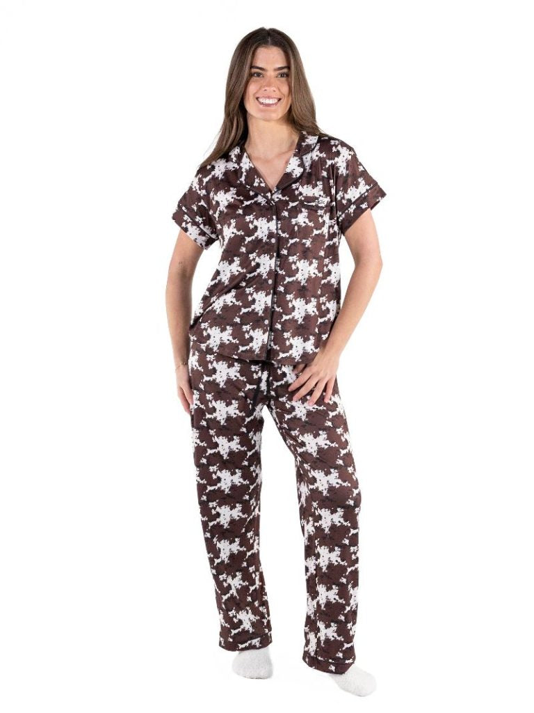 Simply Southern 0226 Cow Print PJ Pants &amp; Button Top Set
