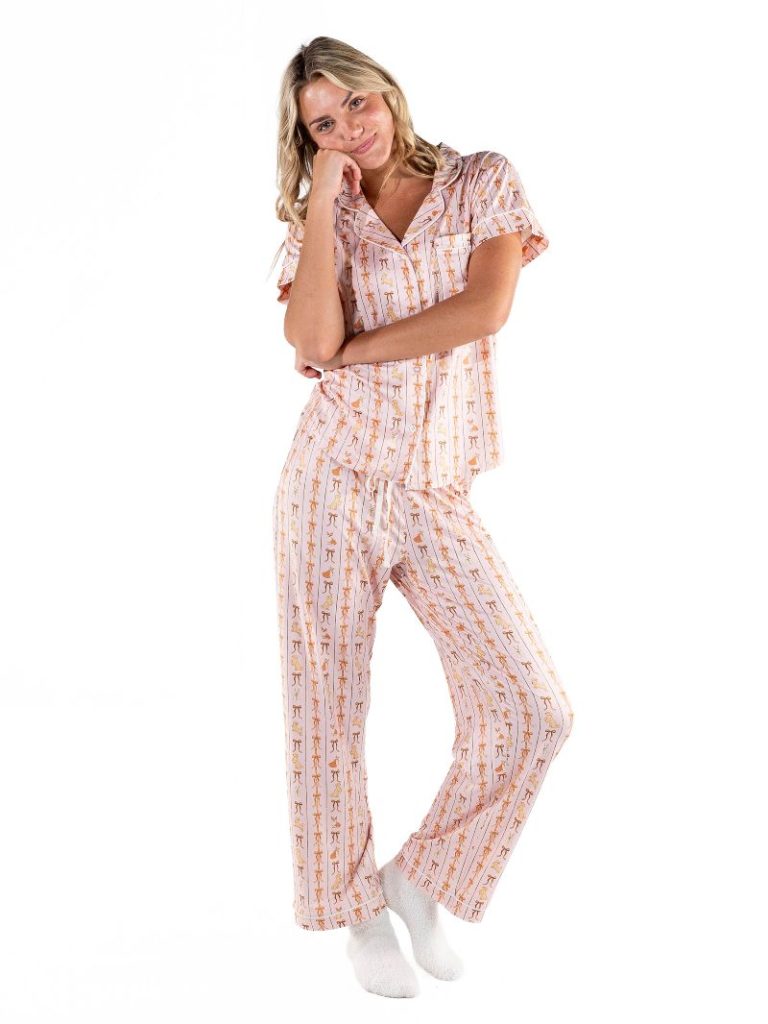 Simply Southern 0226 Dog Ribbon PJ Pants &amp; Button Top Set