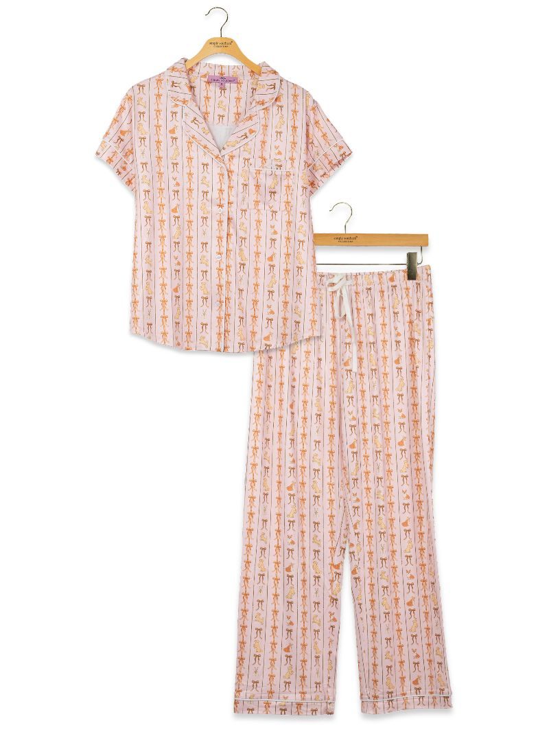 Simply Southern 0226 Dog Ribbon PJ Pants &amp; Button Top Set