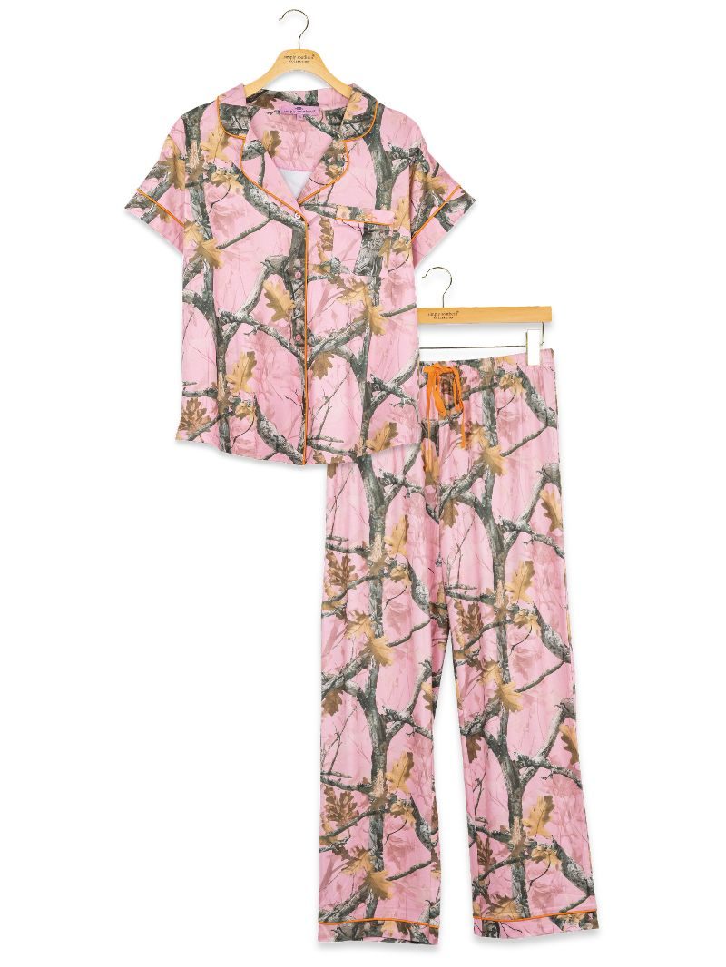 Simply Southern 0226 Pink Camo PJ Pants &amp; Button Top Set