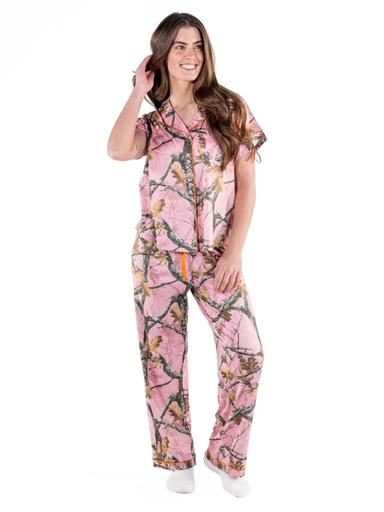 Simply Southern 0226 Pink Camo PJ Pants &amp; Button Top Set