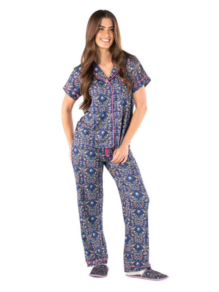 Simply Southern 0226 Ribbon Flower PJ Pants &amp; Button Top Set