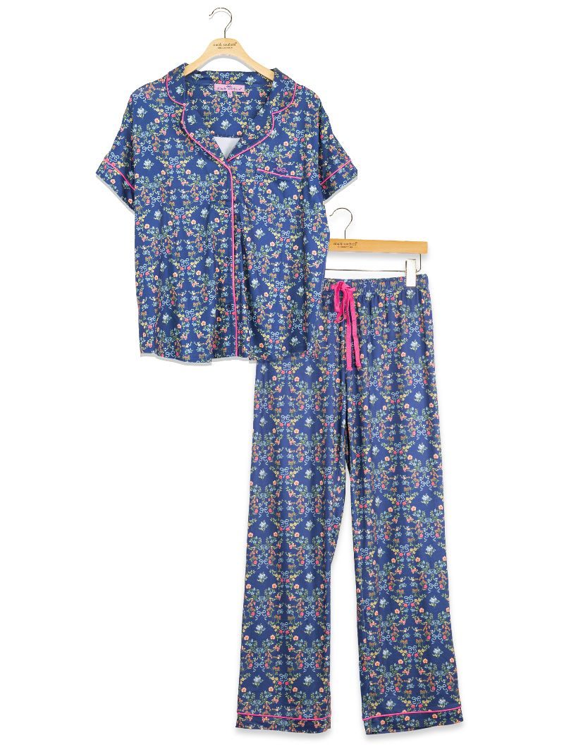 Simply Southern 0226 Ribbon Flower PJ Pants &amp; Button Top Set
