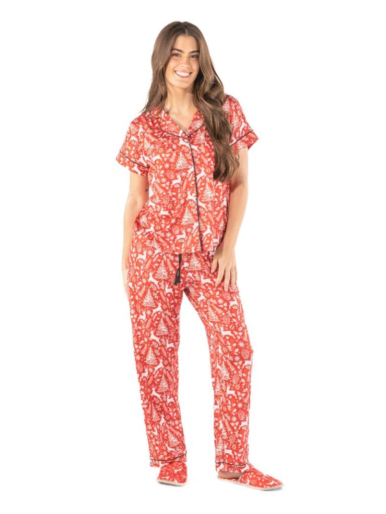 Simply Southern 0226 Deer Holiday PJ Pants &amp; Button Top Set