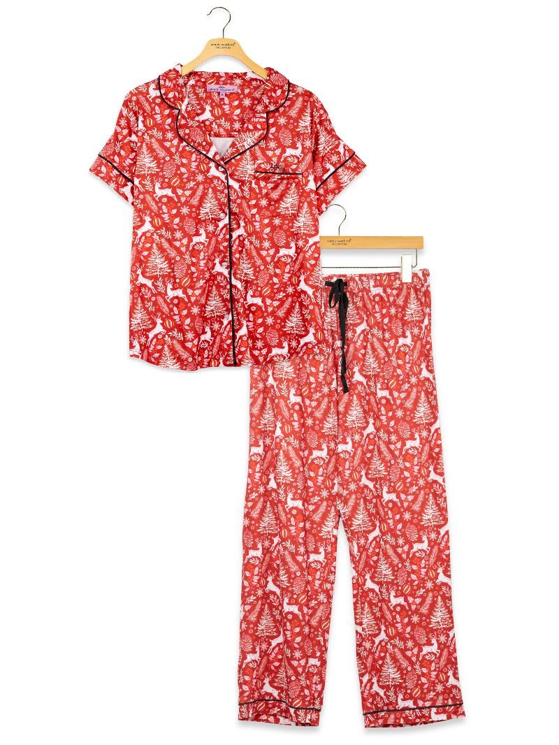 Simply Southern 0226 Deer Holiday PJ Pants &amp; Button Top Set