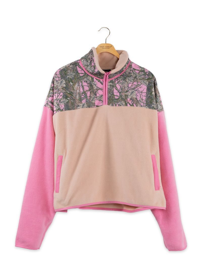 Simply Southern 0226 Aleyna Pink Camo Long Sleeve Soft Pullover Sweatshirt