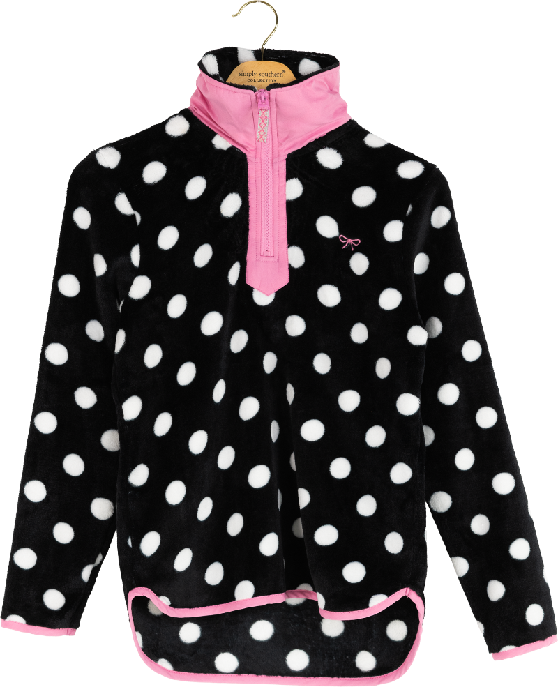 Simply Southern 0226 Quarter Zip Polka Dot Pullover Sweater Jacket