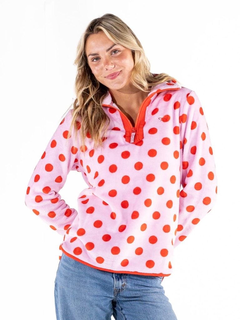 Simply Southern 0226 Quarter Zip Polka Dot Pullover Sweater Jacket