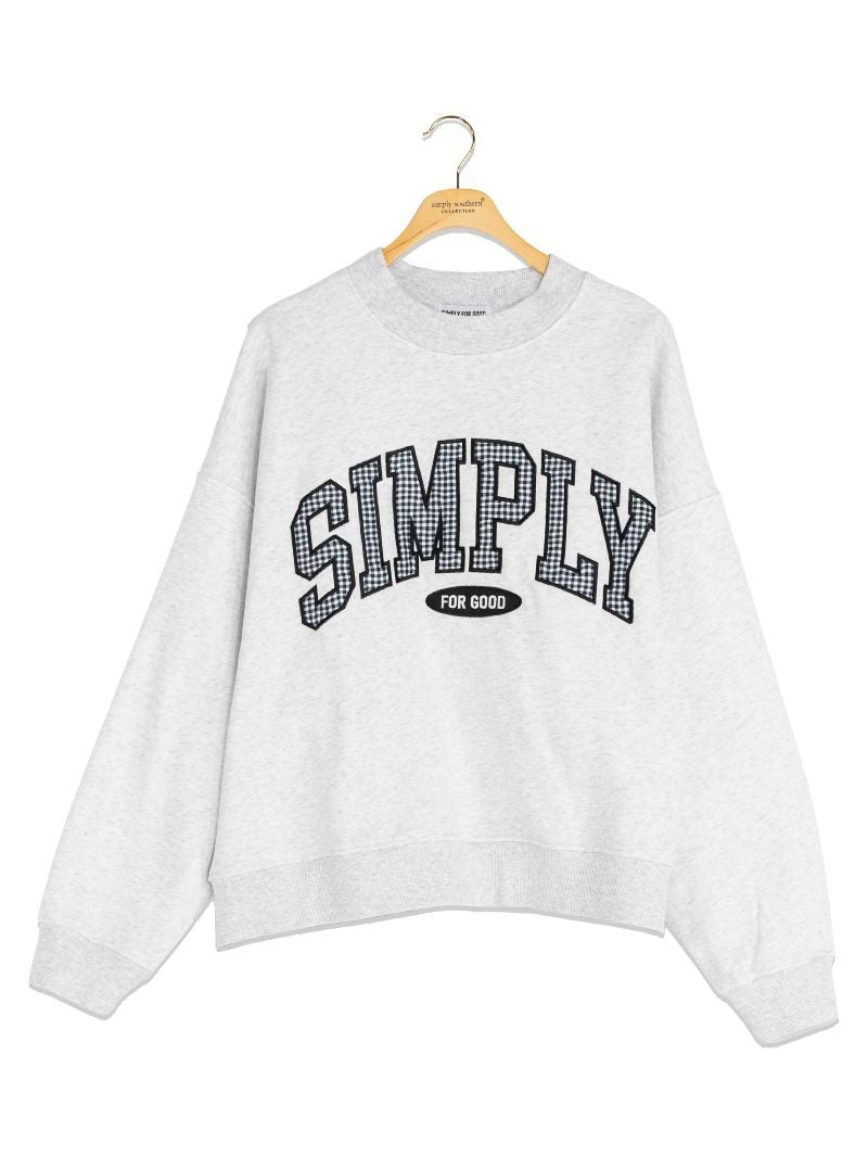 Simply Southern S4G Gingham Pullover Crewneck Sweatshirt