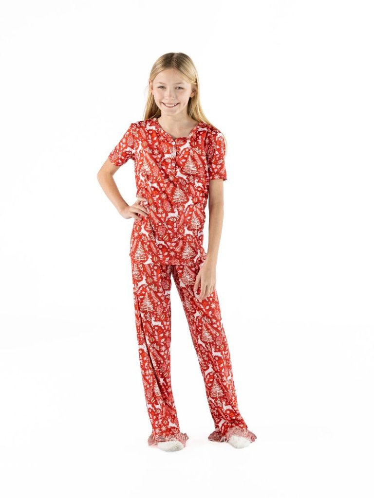 Simply Southern Youth 0226 Holiday PJ Shorts &amp; Button Top Set