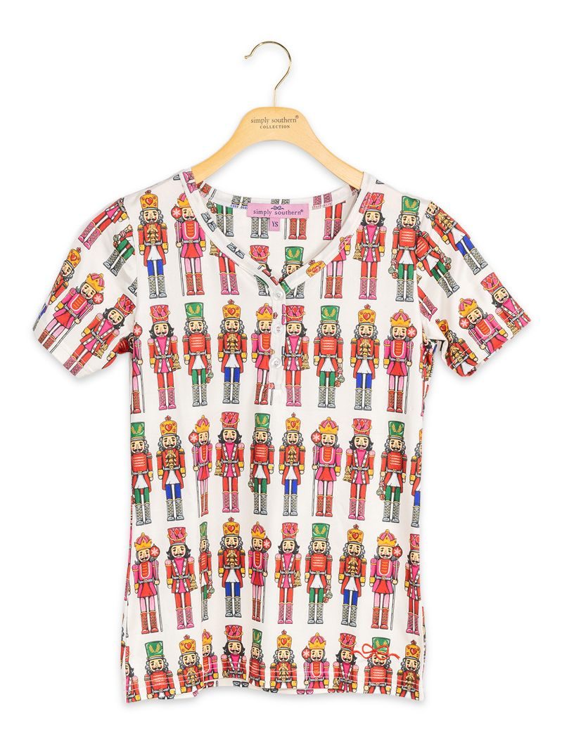 Simply Southern Youth 0226 Holiday PJ Shorts &amp; Button Top Set