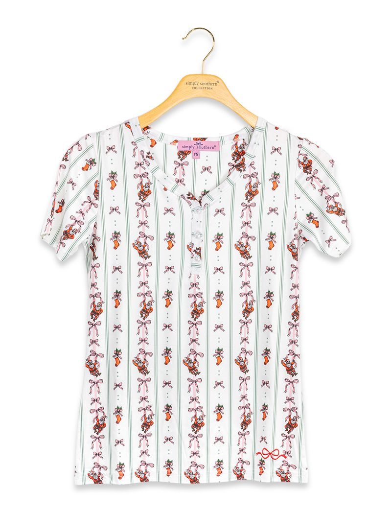 Simply Southern Youth 0226 Holiday PJ Shorts &amp; Button Top Set