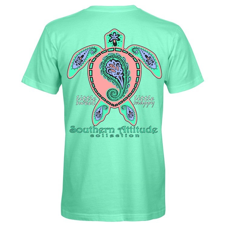 Southern Attitude Preppy Paisley Turtle Light Carolina Blue T-Shirt - SimplyCuteTees